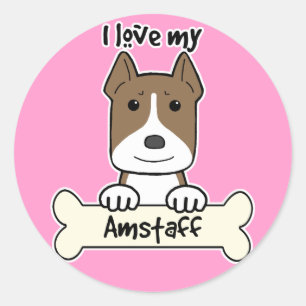 Jag älskar min Amstaff Runt Klistermärke