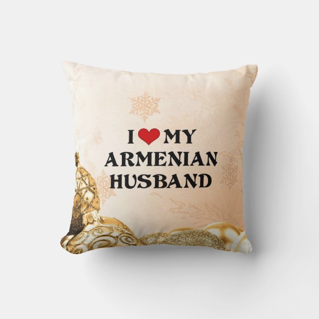 Jag älskar min armeniske make - julgranskulor kudde (Framsida)