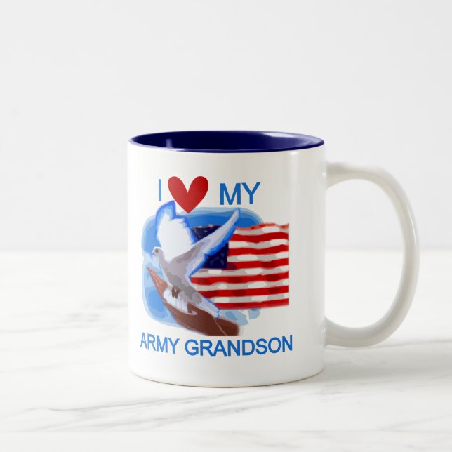 Jag älskar min armésonsonTshirts och gåvor Två-Tonad Mugg (Höger)