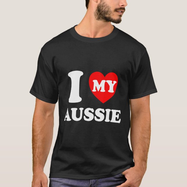 Jag älskar min aussie i Kärlek My Aussie T Shirt (Framsida)