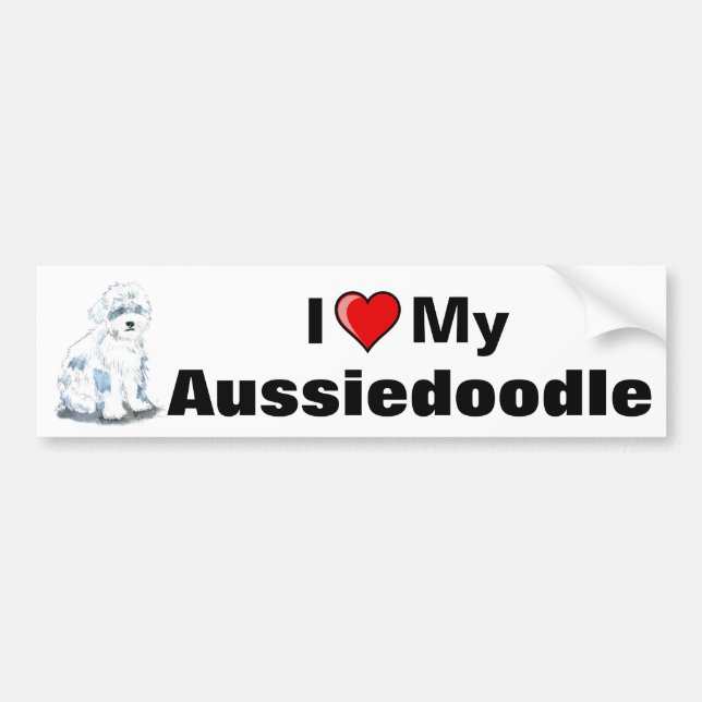 Jag älskar min aussiedoodle-spruta bildekal (Framsidan)