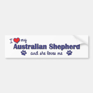 Jag älskar min australian shepherd (den kvinnliga bildekal