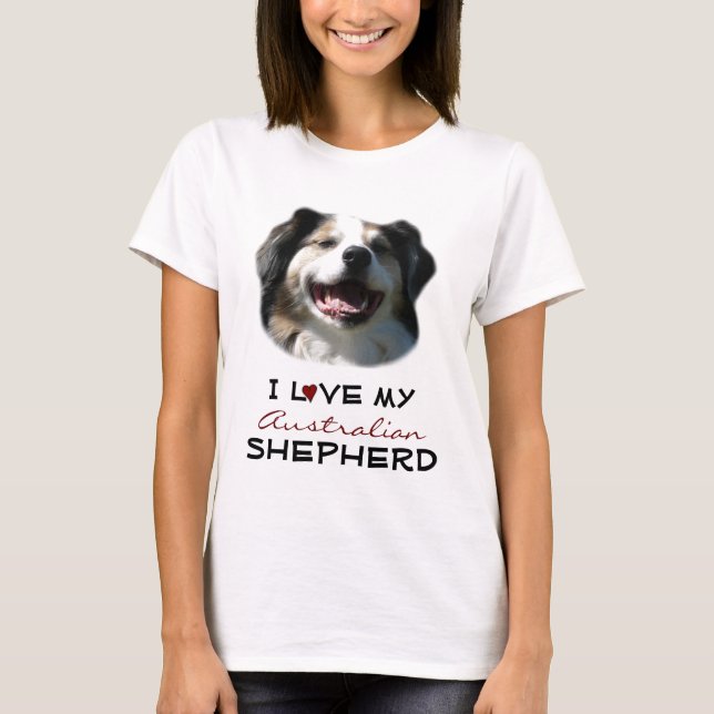 Jag älskar min australian shepherd tee shirt (Framsida)