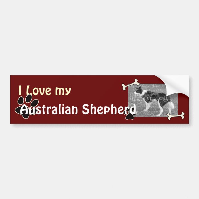 Jag älskar min australian shepherdbildekal bildekal (Framsidan)