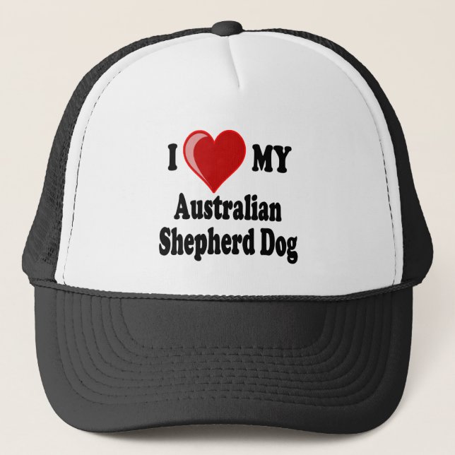 Jag älskar min australian shepherdhund truckerkeps (Framsida)