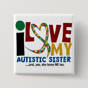 Jag älskar min Autistic AUTISMMEDVETENHET för Knapp