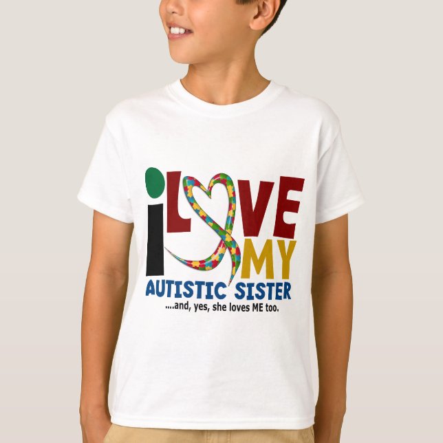 Jag älskar min Autistic AUTISMMEDVETENHET för T-shirt (Framsida)