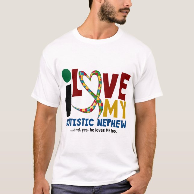 Jag älskar min Autistic AUTISMMEDVETENHET för Tee Shirt (Framsida)