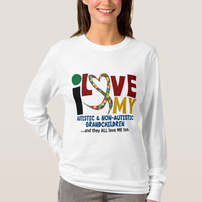 Jag älskar min Autistic & NonAutistic barnbarn 2 Tee (Framsida)