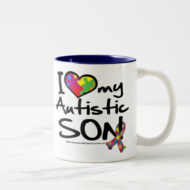 Jag älskar min Autistic Son Två-Tonad Mugg (Höger)