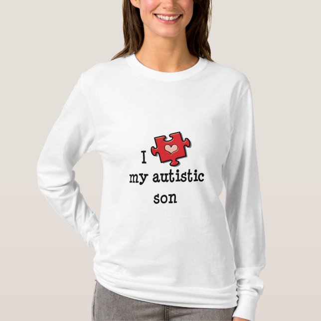 Jag älskar min Autistic SonlångärmadTshirt Tröja (Framsida)