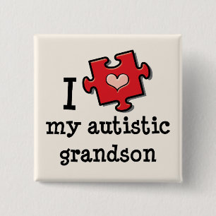 Jag älskar min Autistic sonson som Autism klämme Knapp