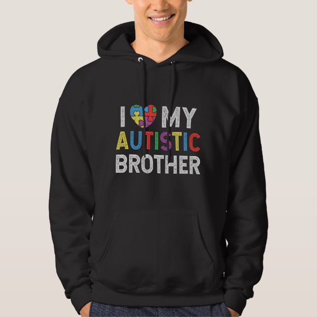 Jag älskar min autistiska bror Autism Acceptans Hj Hoodie (Framsida)