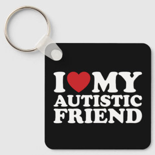 Jag älskar min autistiska vän Autismhjärta Nyckelring