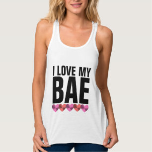 Jag ÄLSKAR MIN BAE POJKVÄN & FLICKVÄN T-Shirts Tee Linne Med Racerback