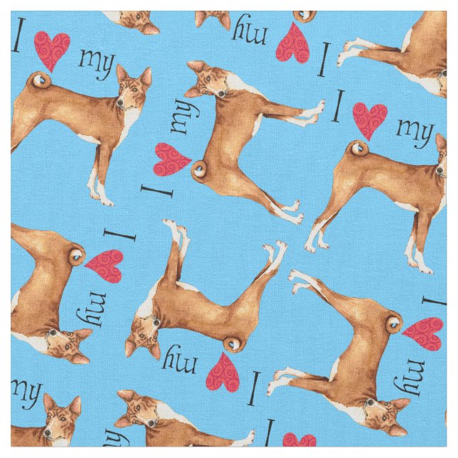 Jag älskar min Basenji Tyg (Närbild)