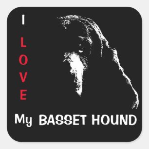 Jag älskar min Basset Hound Fyrkantigt Klistermärke