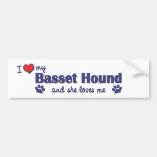 Jag älskar min Bassethund (den kvinnliga hunden) Bildekal