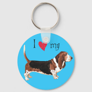 Jag älskar min Bassethund Nyckelring