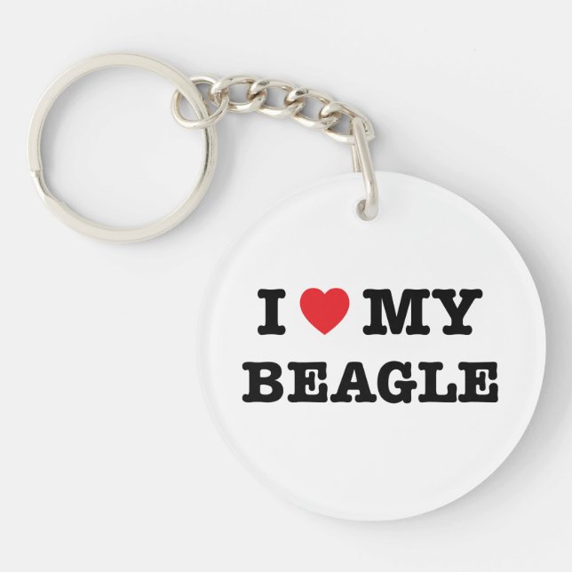 Jag älskar min beagle-akryliska nyckelkedja (Framsidan)