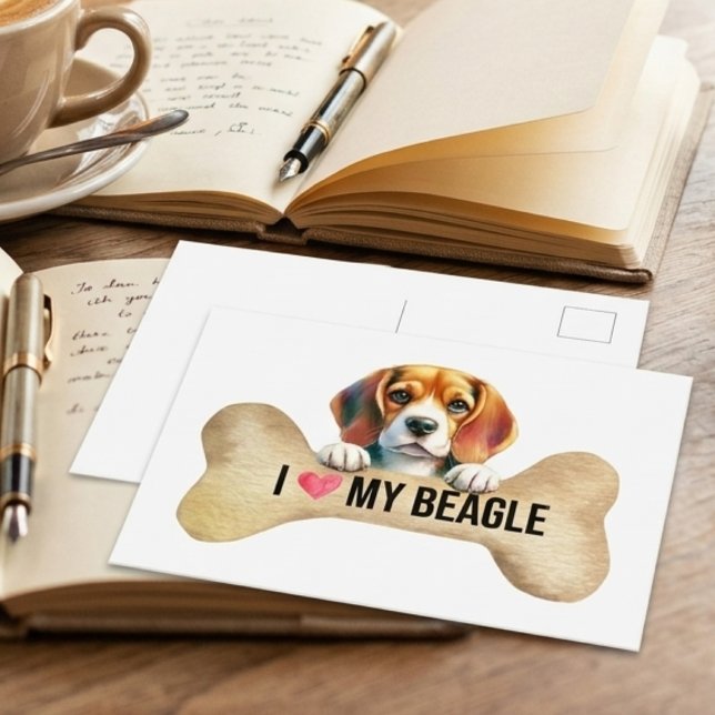 Jag älskar min beagle-hundben vykort (love beagle postcard 2)