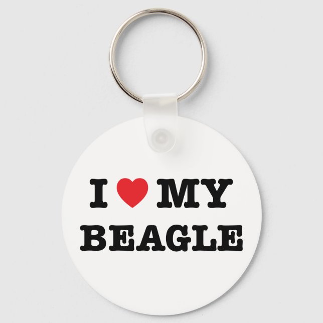 Jag älskar min beagle-knapp-nyckelkedja nyckelring (Framsida)