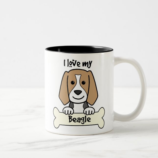 Jag älskar min Beagle Två-Tonad Mugg (Höger)