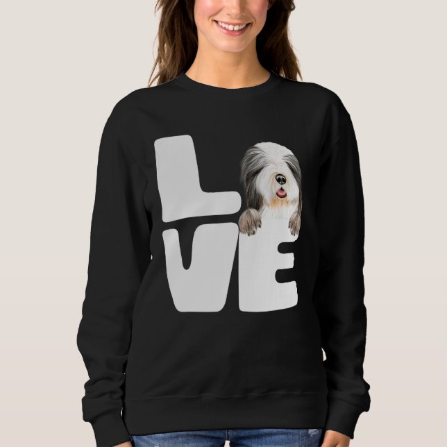 Jag älskar min Bearded Collie hund T Shirt (Framsida)