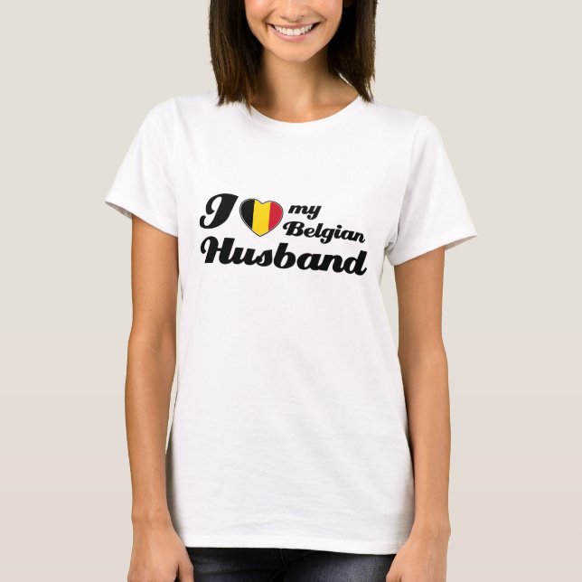 Jag älskar min belgiska make t-shirt (Framsida)