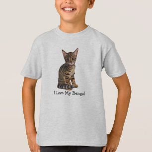Jag älskar min Bengal, kattunge i färg ritar Tee