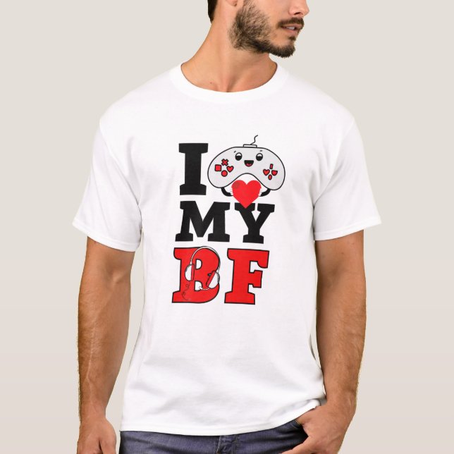 Jag älskar min Bf Valentines day Gamer Boykompis M T Shirt (Framsida)