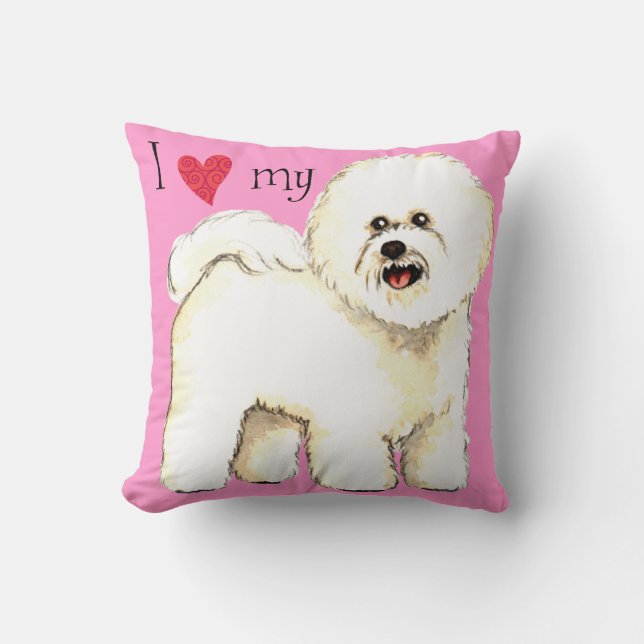 Jag älskar min Bichon Frise Kudde (Framsida)