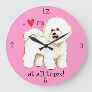 Jag älskar min Bichon Frise Stor Klocka