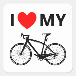 Jag älskar min bike Coola Roligt Cute Bicycle Kärl Fyrkantigt Klistermärke