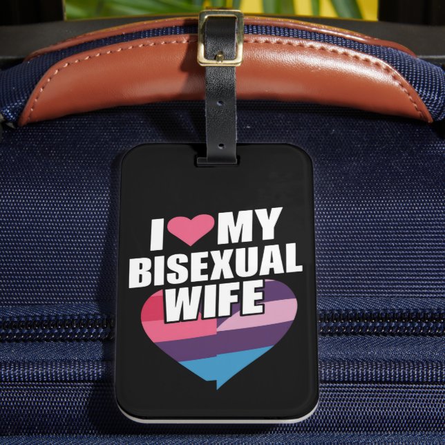 Jag älskar min bisexuella fru Bi Pride Bisexuell F Bagagebricka (Framsida Insitu 2)