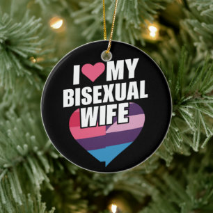 Jag älskar min bisexuella fru Bi Pride Bisexuell F Julgransprydnad Keramik