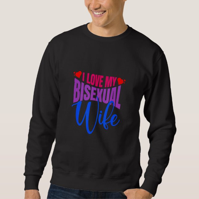 Jag älskar min bisexuella fru Bi Pride Bisexuell f Lång Ärmad Tröja (Framsida)