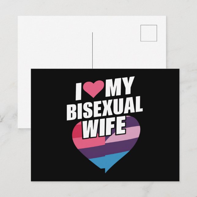 Jag älskar min bisexuella fru Bi Pride Bisexuell F Vykort (Fram/baksida)