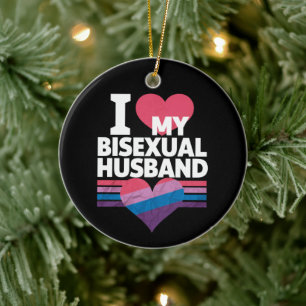 Jag älskar min bisexuella make Bi Pride Bisexuell Julgransprydnad Keramik