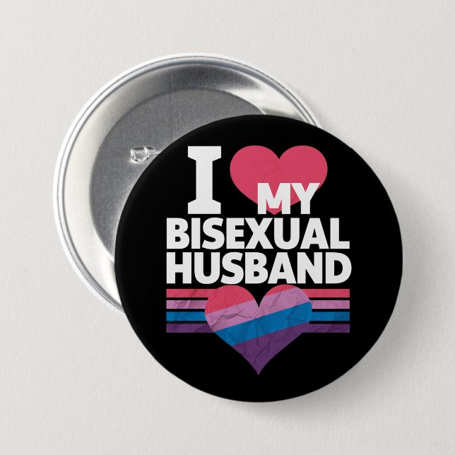 Jag älskar min bisexuella make Bi Pride Bisexuell  Knapp (Framsida & baksida)