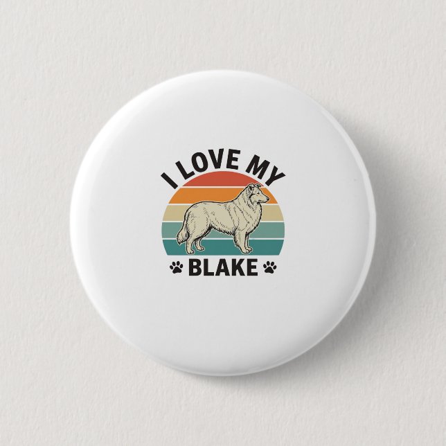 Jag älskar min Blake hund retro gravyr design_1 Knapp (Framsida)