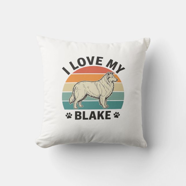Jag älskar min Blake hund retro gravyr design_1 Kudde (Framsida)