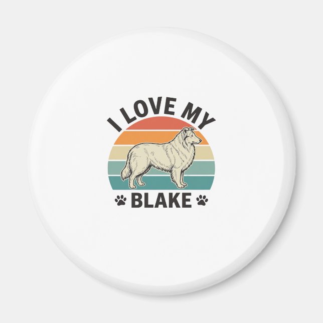 Jag älskar min Blake hund retro gravyr design_1 Magnet (Framsidan)