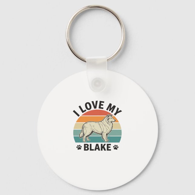 Jag älskar min Blake hund retro gravyr design_1 Nyckelring (Framsida)