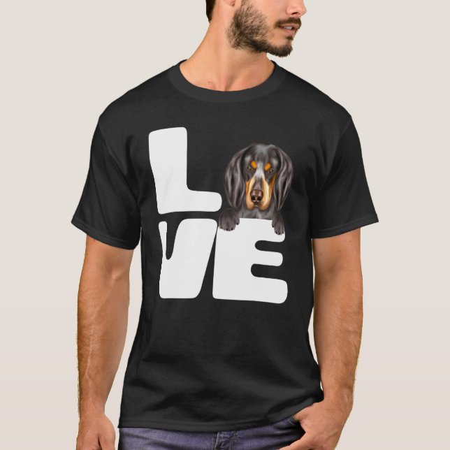 Jag älskar min Bluetick Coonhound-hund T Shirt (Framsida)