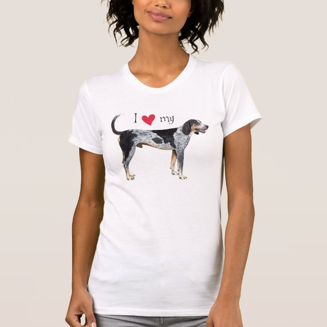 Jag älskar min Bluetick Coonhound Tee Shirt (Framsida)