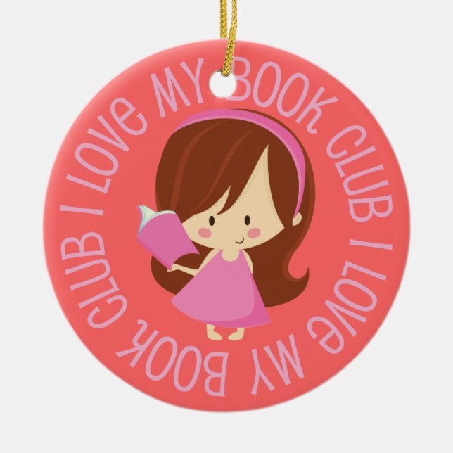 Jag älskar min bokklubbgåvaprydnad julgransprydnad keramik (Framsidan)