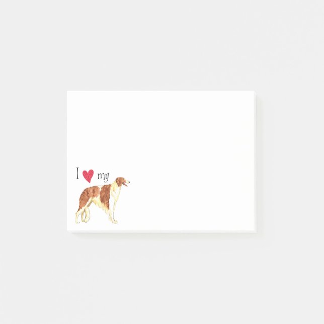 Jag älskar min Borzoi Post-it Block (Framsida)
