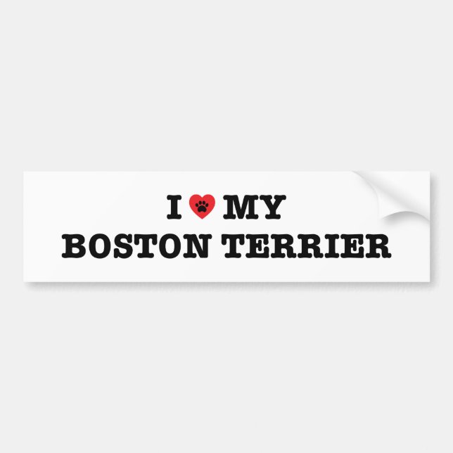 Jag älskar min Boston Terrier Bumper Sticker Bildekal (Framsidan)