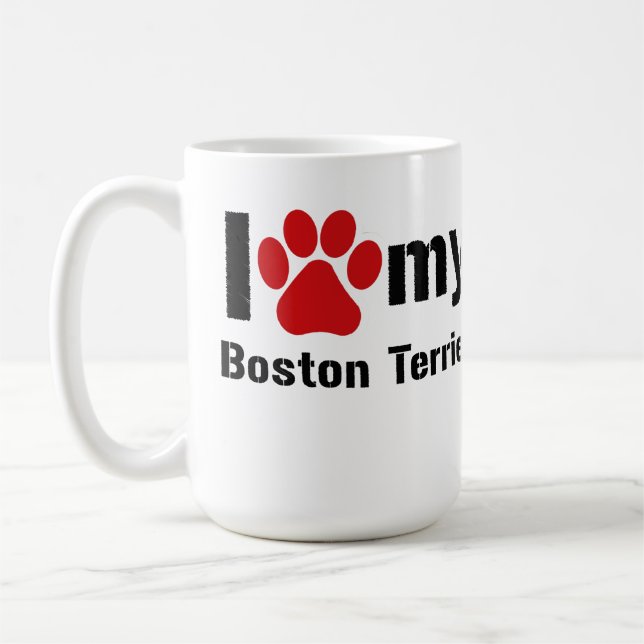 Jag älskar min Boston Terrier Kaffemugg (Vänster)